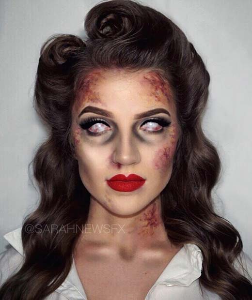 Vintage Style Zombie Halloween Makeup 