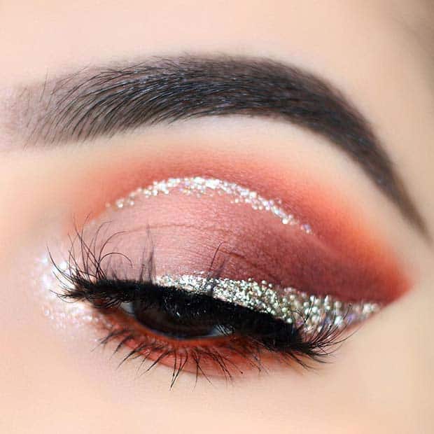 Warm Eyeshadow Blend with Glitter