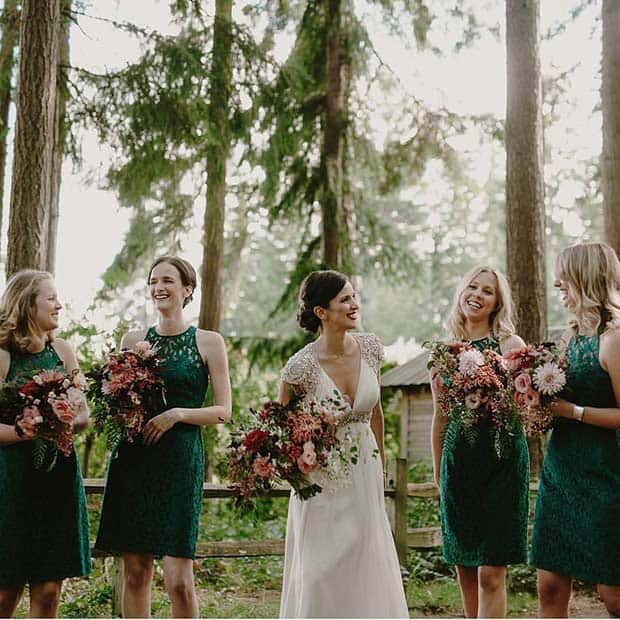 Short Green Lace Bridesmaid Dresses