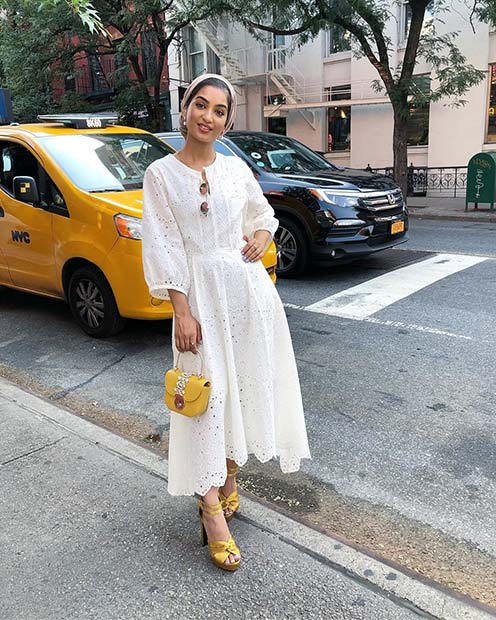 White Lace Dress Outfit Idea