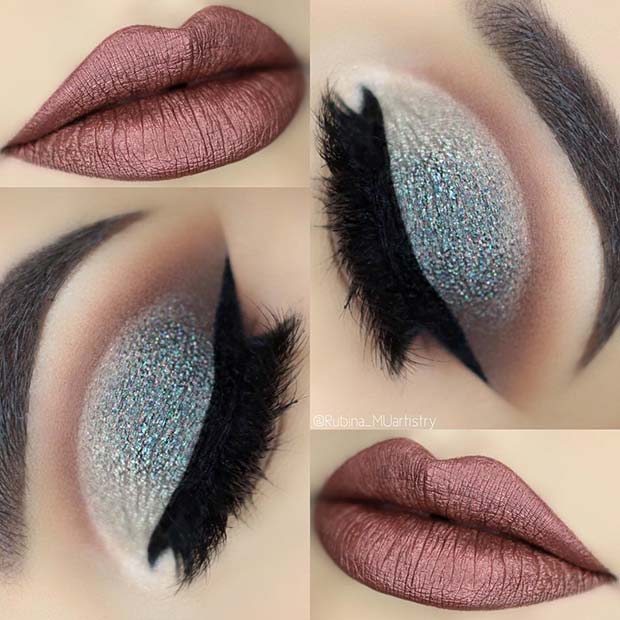 Winter Glitter Eye Makeup