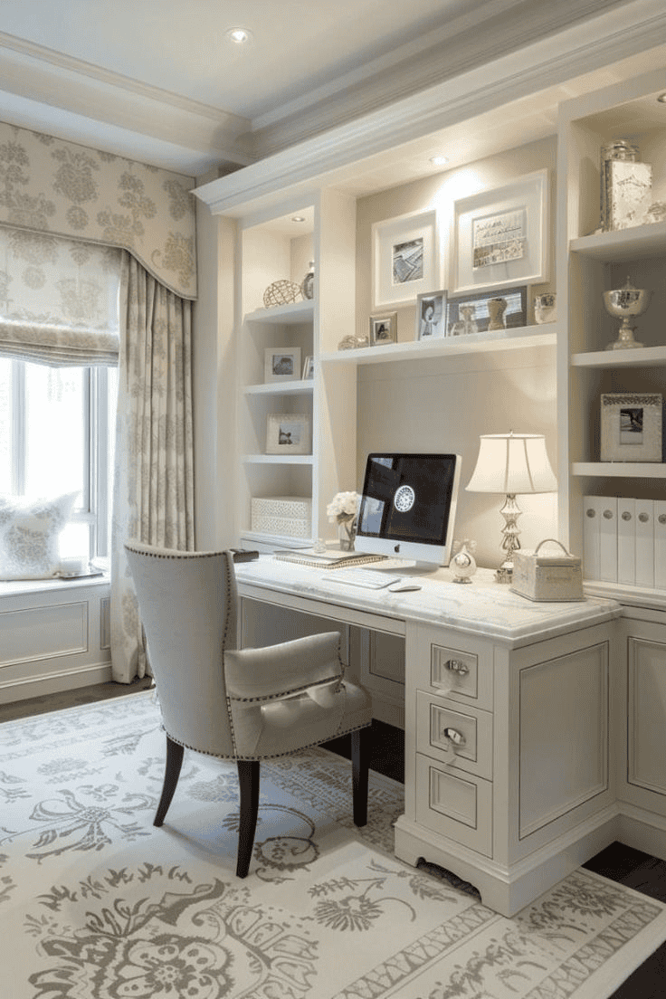 Add a Practical Bedroom Desk with Drawers and Shelves