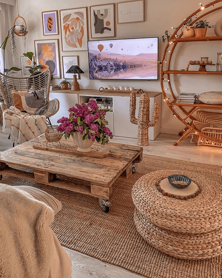 Artistic Walls and Natural Textures Create Warmth