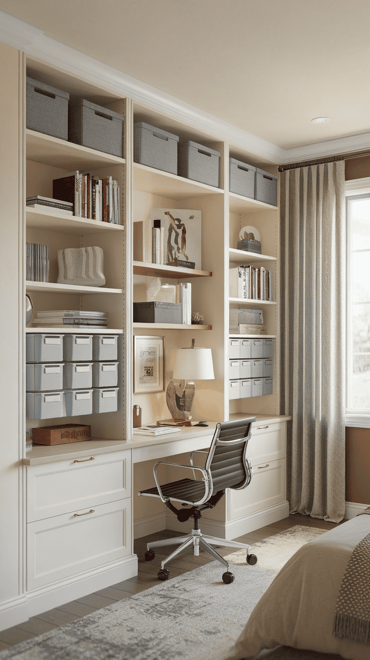 Create a Tidy Bedroom Work Corner with Storage Cabinets