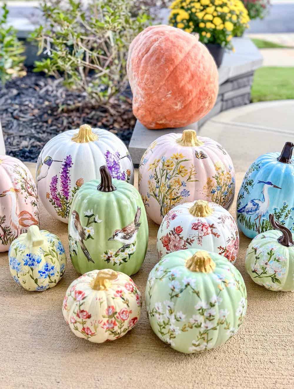 Floral and Animal Pumpkin Artwork