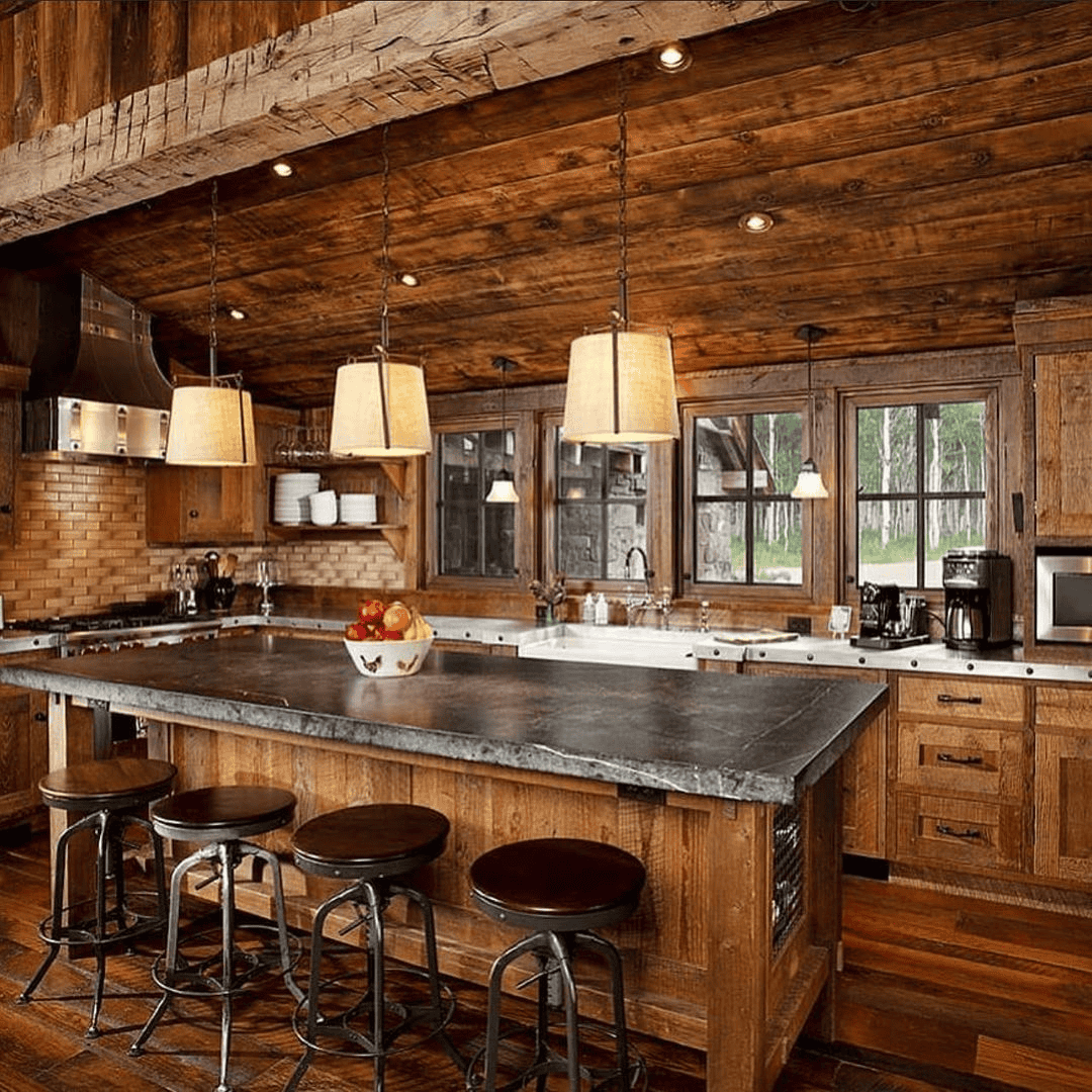 Forest-Inspired Kitchen With Natural Light And Wood