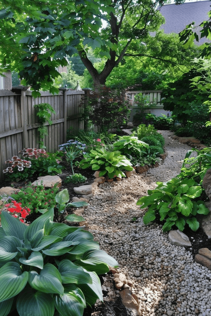 Gravel Path and Diverse Plants Create a Natural Park Feel