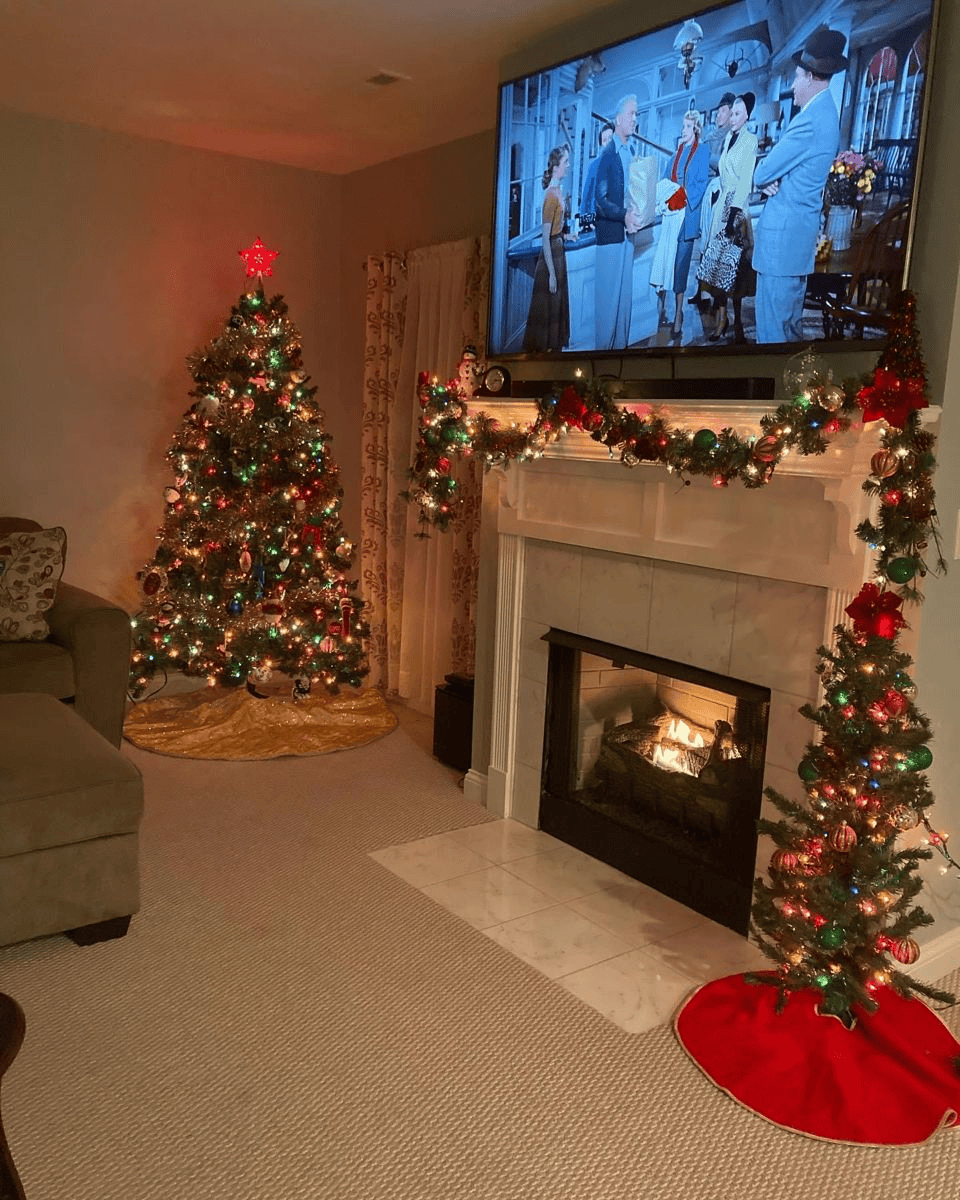 Keep Festive TV Stand Decor Simple and Tidy