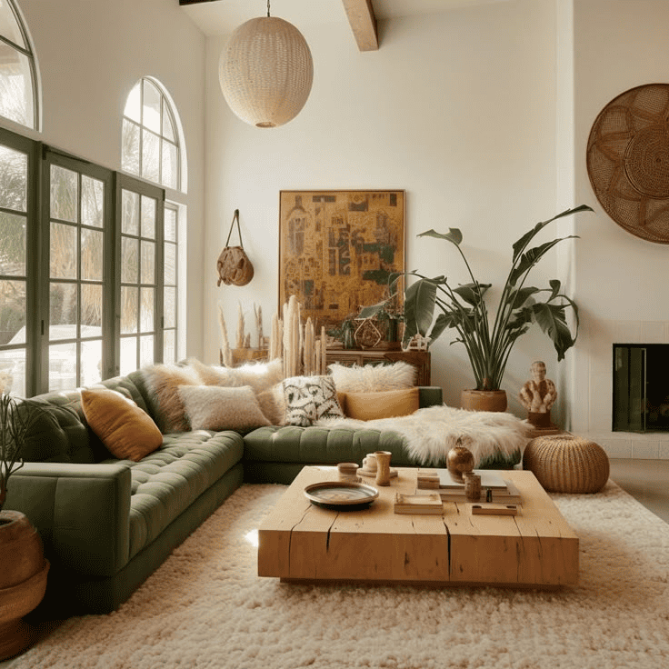 Natural Elements Create a Relaxed Living Room