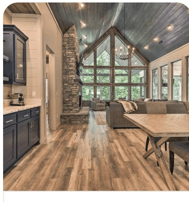 Open Living Room and Kitchen with Scenic Windows