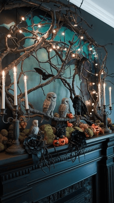 Owl Chandelier Decorations Bring Wisdom and Halloween Mystery