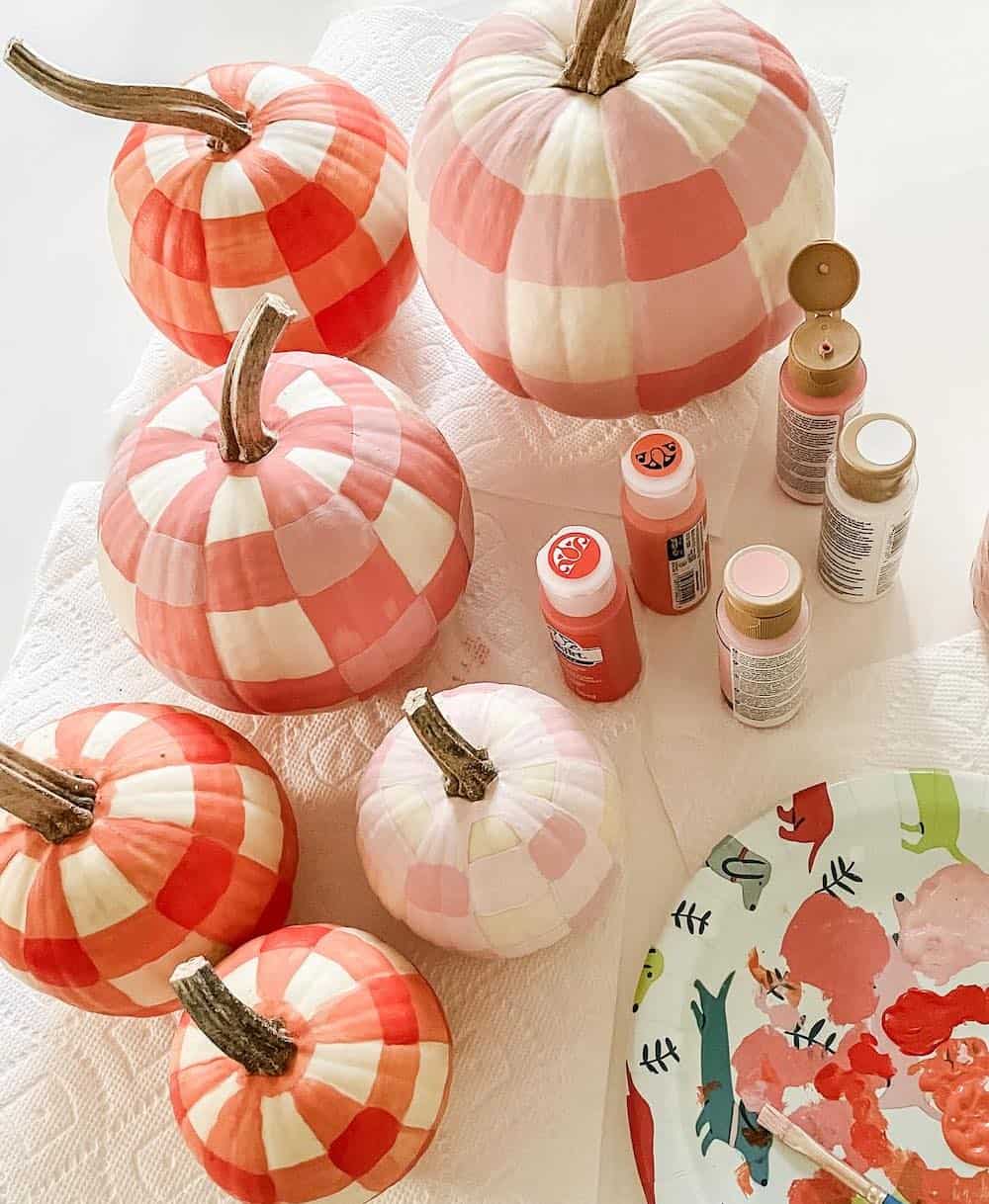 Pink and Red Checkerboard Pumpkins