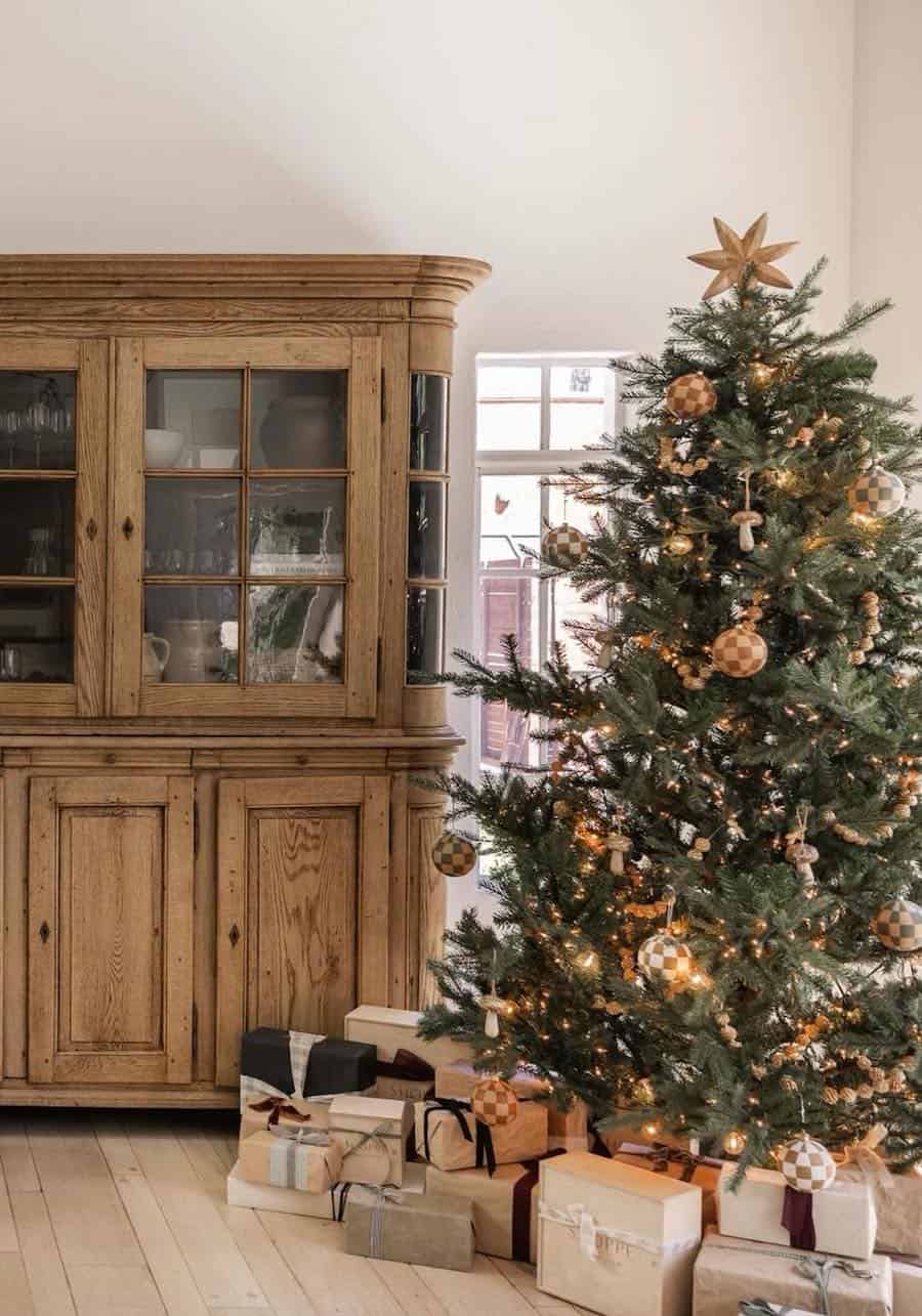 a christmas tree with retro decor