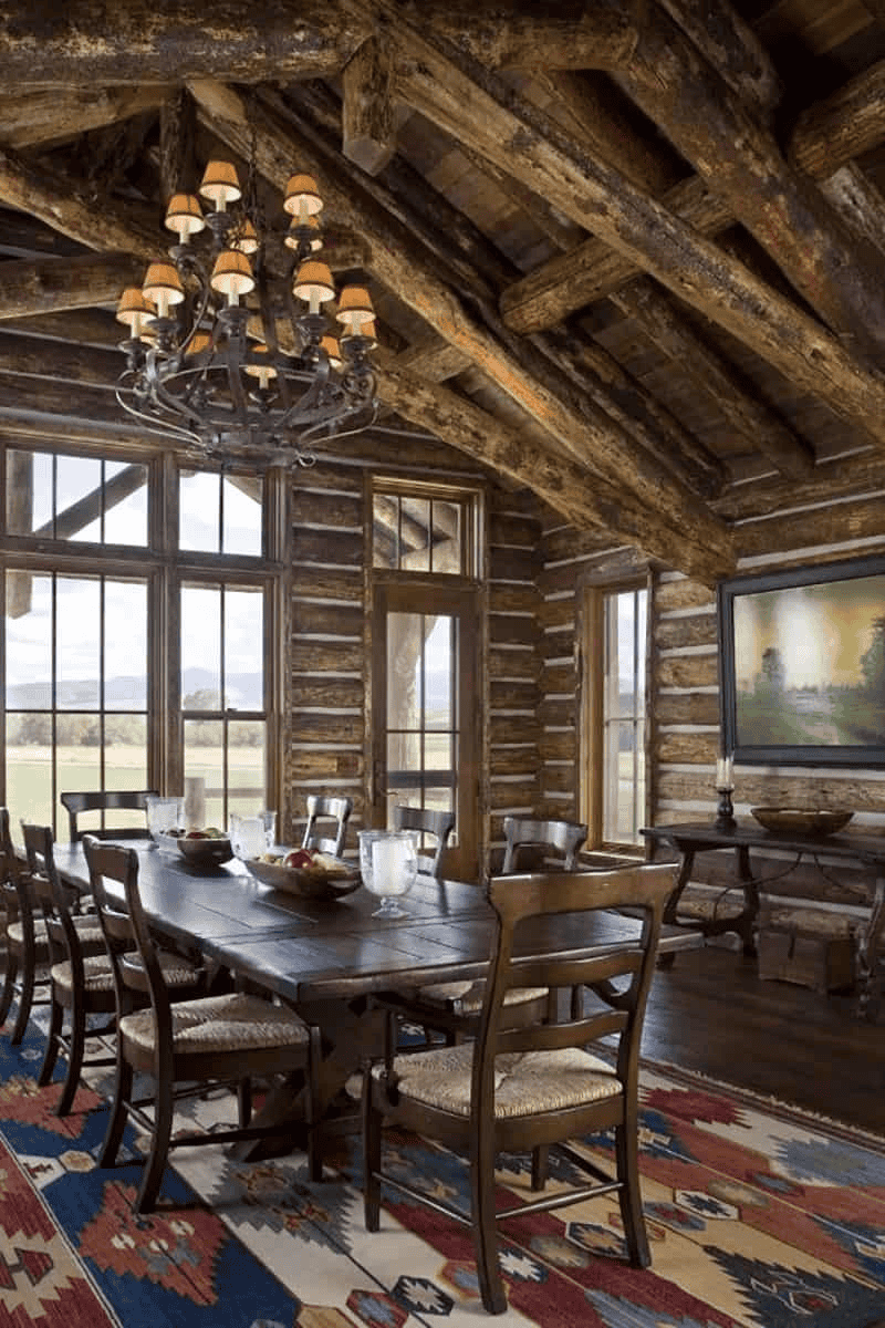 Rustic Kitchen Featuring Stone Walls And Wooden Beams
