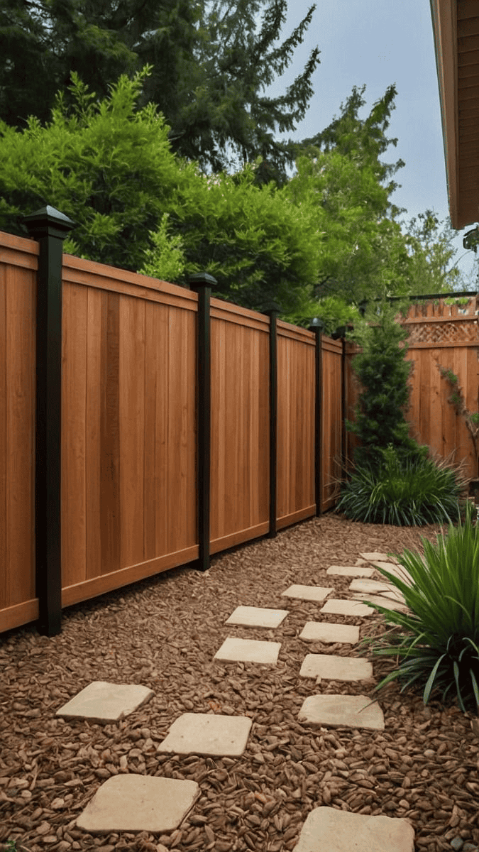 Simple Wooden Fences Complement Natural Stone Pathways