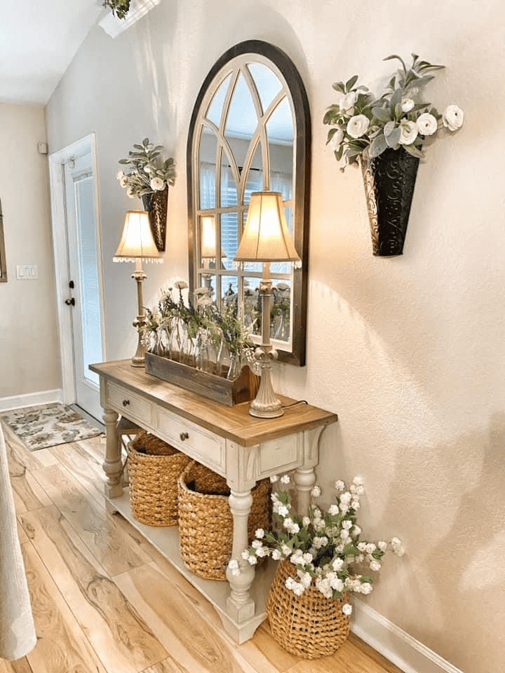 Vintage Table and Lamps Welcome Guests Elegantly