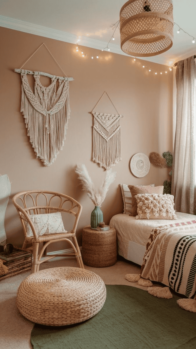 Woven Decor and Soft Lighting Set the Mood