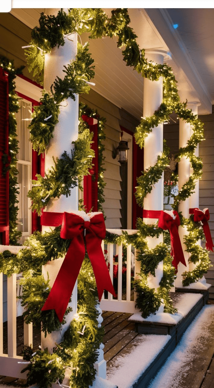 Wreaths and Red Bows Add Elegant Holiday Style